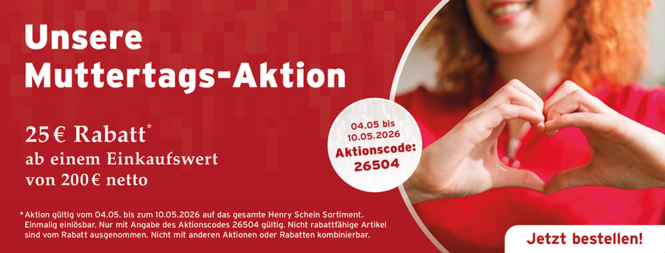 Unsere Muttertags-Aktion: 25 Euro Rabatt ab einem Einkaufswert von 200 Euro netto
